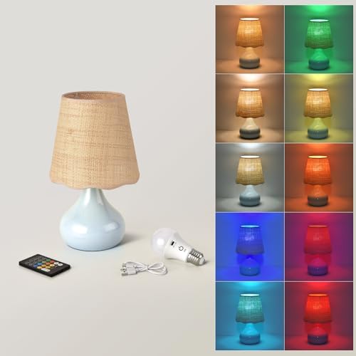 Cordless Table Lamp Rechargeable, Light Blue Mini Cute Table Lamp for Nightstand, Battery Operated Small Table Lamp for Small Spaces for Kitchen Counter, Bookshelf, Bedside, Bedroom, Living Room by Unknown