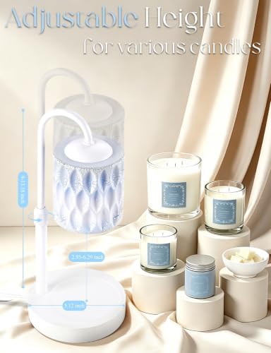 Briever Dimmable Candle Warmer Lamp with Timer, Height Adjustable Electric Candle Wax Warmer, Birthday Gifts for Women Mom, House Warming Gifts New Home Decor, Solid Wood Base, Miracle Blue - Image 2