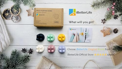 iBetterLife Silicone Toothbrush Shower Holder - 6Pcs Self Adhesive Wall Mounted Single Hook for Hanging Tooth Brushing, Functional Utility Plug Holder for Bathroom Kitchen Living Room Office, Yellow - Image 2
