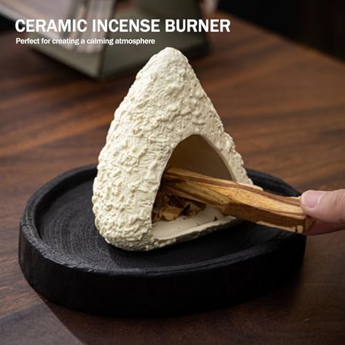 Volcano Palo Santo Holder, Handcrafted Ceramic Mini Chiminea Incense Burner for Sage & Smudge Sticks, Mountain Fireplace Style for Meditation, Yoga, Aromatherapy, Home Decor, Spiritual Gifts - Image 3