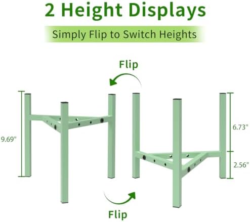 Aripark Plant Stand Indoor Adjustable, Metal Modern Small Plant Stands, Heavy Duty Stable Plant Pot Flower Holder Indoor Outdoor Corner, Fit 8 9 10 11 12 inch Pots, Green (Pot & Plant Not Included) - Image 4
