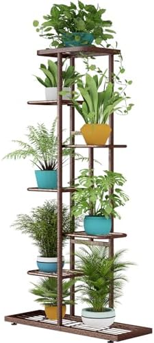 LINZINAR 7 Tier Plant Stand Indoor Outdoor Metal Flower Pot Display Shelf by LINZINAR