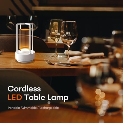 Rechargeable Cordless Small Metal Table Lamp, Stepless Dimming, 3-Color - Image 2