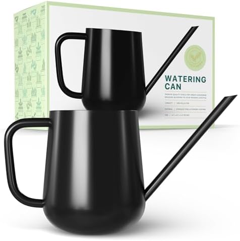 Metal Indoor Plant Watering Can with Long Spout 1000ml - Black by LOOPSEED