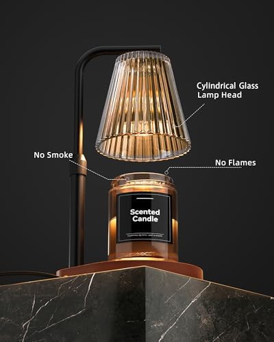 Candle Warmer Lamp with Timer & Dimmer for Yankee Candles, Adjustable Height Candle Warmer for Jar Candles, Wax Melt Lamp for Cozy Home Decor & Gifts,Glass, 2 Bulbs - Image 2
