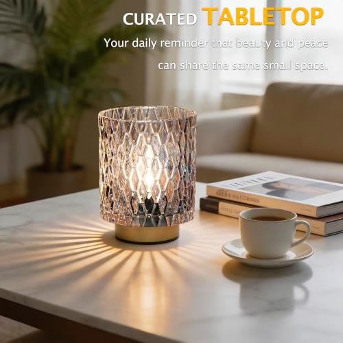 ULAROOM Battery Operated Table Lamp,Cordless Small Accent lamp, Clear - Image 4