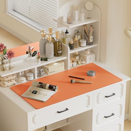 Aothia Faux Leather Desk Mat – Large Mouse Pad, Non-Slip PU Leather Blotter, Waterproof Writing Surface for Office and Home (Hermes Orange, 47.2" x 23.6") - Image 6