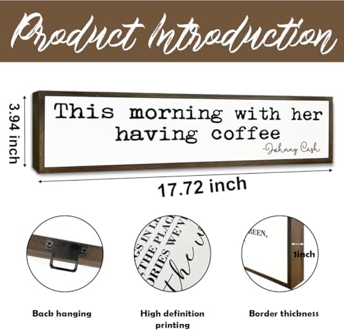 Coffee Decor, Modern Farmhouse Decors for Home Kitchen, Cafe Wall Art, Coffee Lover Gift for Housewarming, This Morning with Her Having Coffee Signs, Johnny Cash Sign, 17.8x4x1.2 inches - Image 2