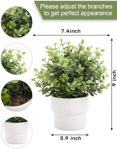 Coferset Small Fake Eucalyptus Potted Plants,Plastic Pot - Image 6