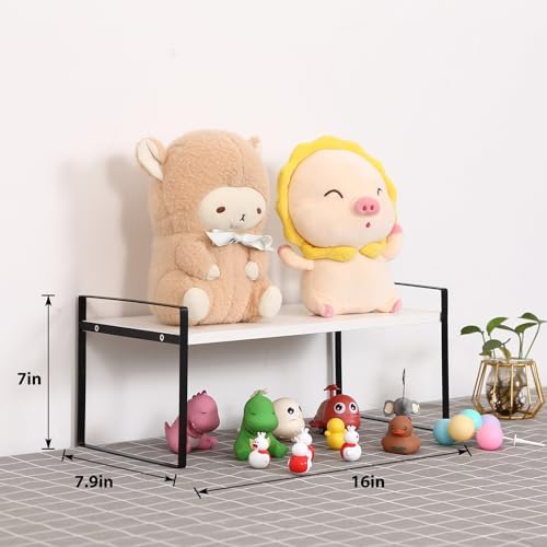 YGYQZ Desk Shelf Organizer for Top of Desk, 1-Tier Desktop Bookshelf, Black & White - Image 2
