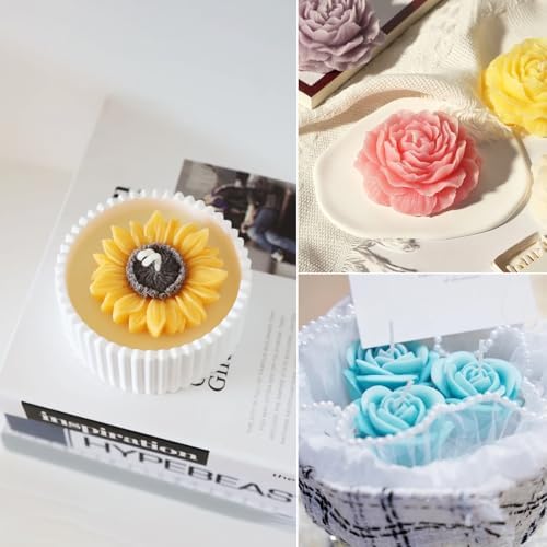 MGLIFEUL 9PCS 3D Flower Candle Making Molds Moldes de Silicona para Velas - Image 6