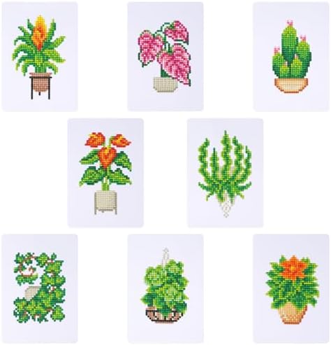 Apomelo 10pcs Small Diamond Art Kits Green Plants,Round Drill Mini Small Diamond Art Kits for Adults Beginners,Mini Diamond Art for Home Wall Desktop Art Decor, 6X8 inches by Apomelo