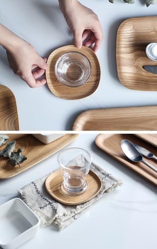 Set of 3 Wooden Tea Saucer Coaster Saucer Tray for Tea, Coffee, Natural Wood Grain Natural Wood for Guests, Stores, Offices, 4.7 x 4.7 inches (12 x 12 cm) (Walnut) - Image 6