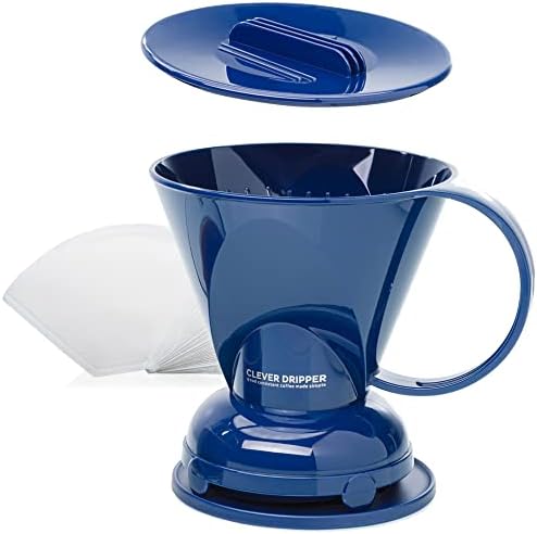 Clever Coffee Dripper | Large 18 oz | Royal Blue | BPA-Free | 100 Filters by Clever