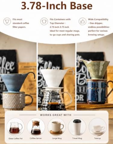 Gomakren Pour Over Coffee Maker, Single-Hole, White Ceramic Coffee Dripper - Image 6