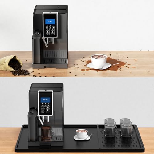 Rnivvi Silicone Coffee Mat, 16" x 24" Waterproof Raised Edge Coffee Bar Mats for Espresso Machine Station Accessories, Heat Resistant Detachable Dish Drying Pad for Kitchen Counter, Dish Rack, Black - Image 7
