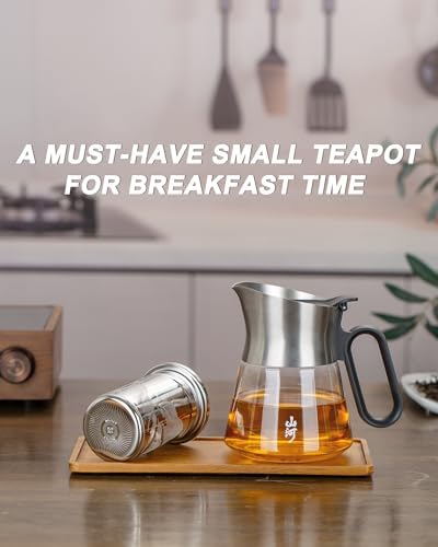 ZENS 17 oz Small Glass Teapot with Infuser For Loose Leaf Tea Steeper - Image 5