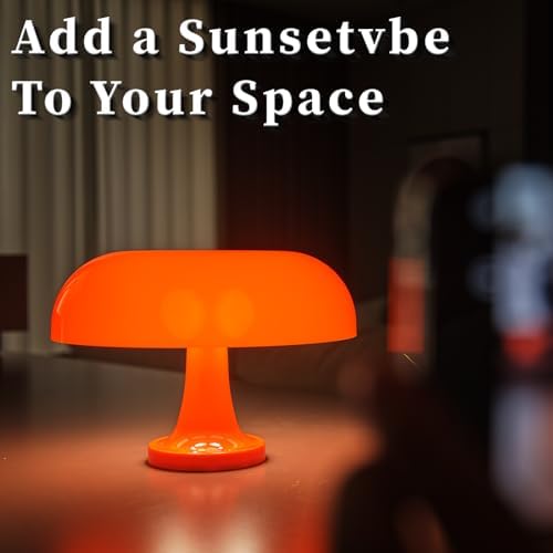 Modern Decorative Table Lamp, Mushroom Cap Design, USB Powered, 3 Lighting Modes, Dimmable, for Bedroom, Living Room Decor, Polished Plastic, Sunset Theme, Push Button Control, Adjustable Brightness - Image 2