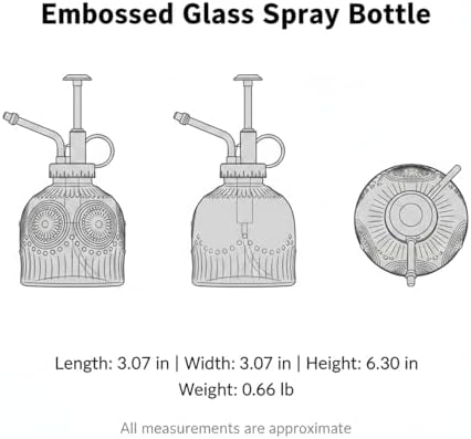 Vintage Embossed Glass Spray Bottle with Metal Pump, 10.6 oz - Image 7