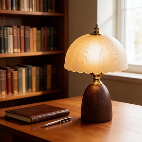 Small 13 Inch Dimmable Rubberwood Table Lamp - Image 4