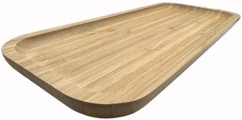 Wood Vanity Tray, Bathroom Counter Solid Bamboo Organizer, Toilet Tank Top Wooden Serving Plate for Dinner Tea Coffee (Natural Bamboo Color, 14 x 5.9 inch) by BEECOGIF2U
