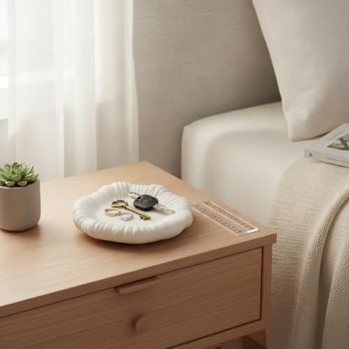 Glazed Ceramic Catchall Tray for Jewelry and Keys, Modern Irregular Round Vanity Dish for Nightstand, Entryway, or Bathroom Counter - Image 2