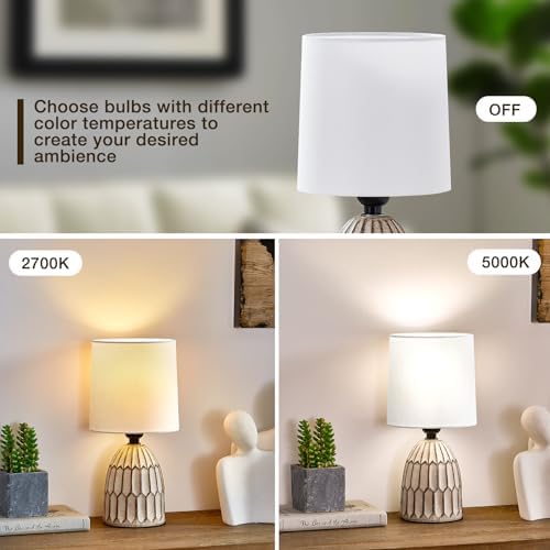 EJIAXIN Small Table Lamp -13.5" Boho Lamp - Bedside Lamps - Farmhouse Rustic Ceramic Table Lamp for Bedroom, Living Room, Nightstand, Office, Side Desk Lamp, End Table Lamp - Image 6