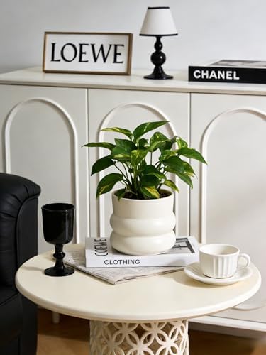 Ceramic Plant Pot,6 Inch Planters for Indoor Plants,Ceramic Planter Flower Pots with Drainage Hole,Home Office Garden Décor,(Pale Beige,Inner-pots not Larger Than 5 Inch) - Image 2