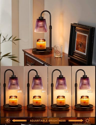 Innqoo Purple Candle Warmer Lamp with Timer, Dimmable Candle Warmer for Home Decor, Height Adjustable Candle Lamp for Jar Candles, Birthday Gifts for Women Mom, House Warming Gifts New Home - Image 2