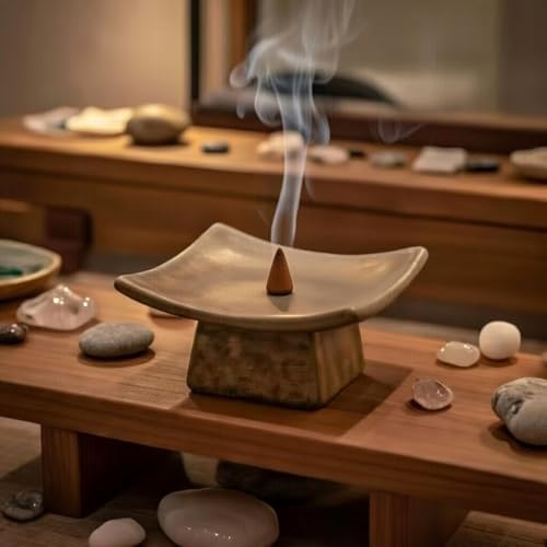 Hosley Square Candle Holder Pedestal with Incense Stick Holder – Decorative Display Stand for Pillar Candles, Small Décor & Meditation Spaces - Image 4