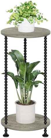 YINMIT Plant Stand Indoor, 2 Tier Small Plant Stand with Metal Spindle Leg by YINMIT
