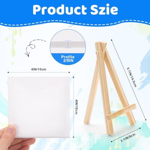ESRICH 6 Pack Mini Canvas with Easel Set, 4x4” Small Canvases for Painting - Image 2
