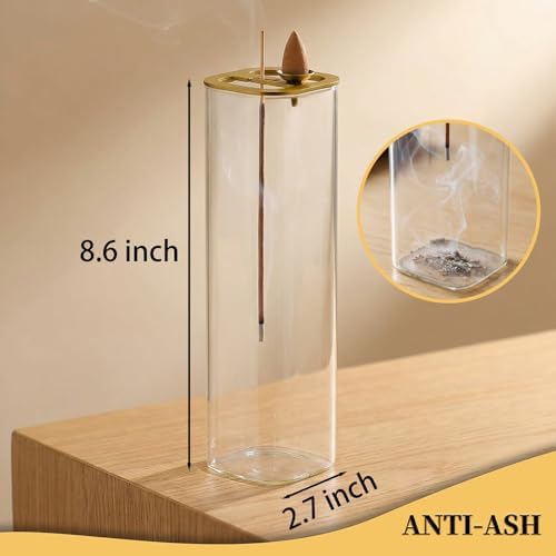 Ceremony Incense Holder, 2 in 1 Incense Burner for Sticks, Ash-Proof Glass Incense Burner for Meditation Yoga Spa Room Decor (2 in 1 Square) Ceremony Incense Holder, 2 in 1 - Image 3