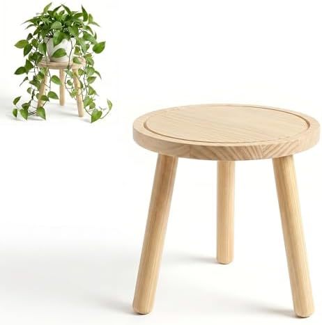 Wood Plant Stands Indoor, Single Plant Stand Modern Plant Table for Large Plants, Wooden Plant Stool Tall Plant Holder Small Round Side/End Table for Living Room Balcony Office (Light Brown) by Unknown
