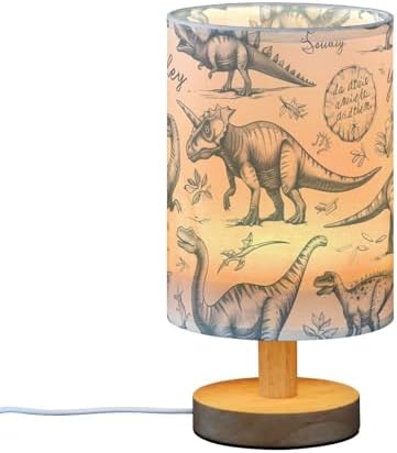 ALAZA Dinosaurs Dino Lamp for Girls Boys Bedroom Bedside Table Lamp with USB Port LED Kids Nightstand Lamp Wood Base Desk Living Room Decor - Image 4