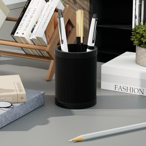 HighHerz Aesthetic Pen Holder For Desk, Modern Silicone Pencil Holder, Stylish Office Desk Decor, Made of 5 mm Thickened Premium Silicone, Office Desk Organizer And Accessories (Black) - Image 5