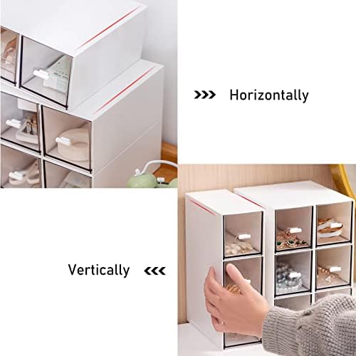 Desk Drawer Organizer, Stackable Storage Drawers, Plastic Compact Desk Storage Box Great for Office School Home Small Space - Large 3 Drawers (White) - Image 5