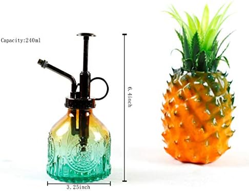 Hniuyun Glass Plant Mister Spray Bottle, 6.4 All Vintage Spritzer, Bronze Plastic Top Pump, Plant Mister Watering Garden Tool (Yellow Green Gradient) - Image 2