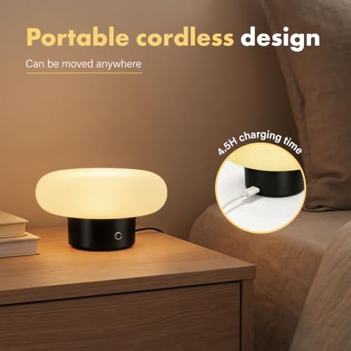 Cordless Table Lamp, Black Rechargeable Battery Operated Lamp - Image 2