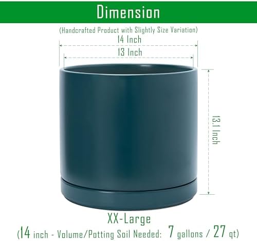 D'vine Dev 14 Inch Ceramic Planter Pot, Teal, 94-O-G-9 - Image 3