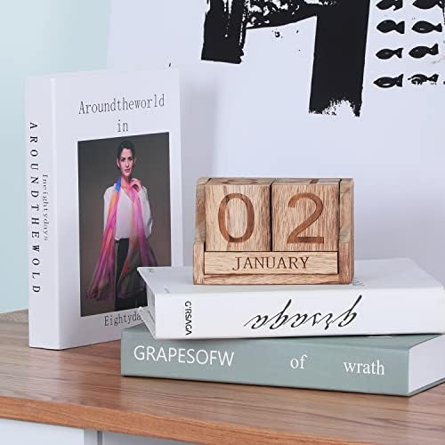 Wooden Perpetual Calendar,Desk Calendar Block,Office Desk Decor Accessories - Image 6