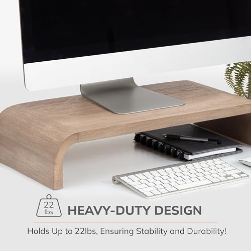 Anji Mountain Monitor Stand for Desk - Desktop Organizer & Laptop Riser, Ergonomic Monitor Riser, Space-Saving, Durable, Easy Assembly & Ideal for Home & Office, Biscotti, Classic - Image 3
