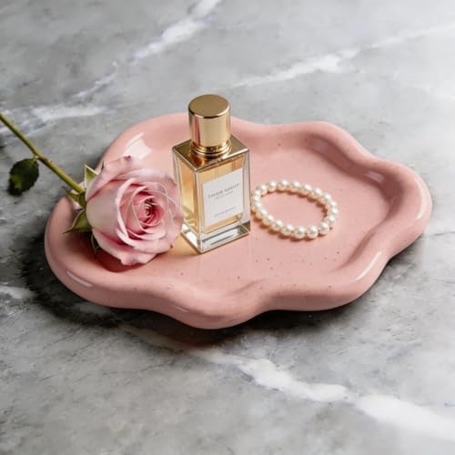 Ceramic Cloud Shape Jewelry Tray Trinket Dish, Pink - Image 2