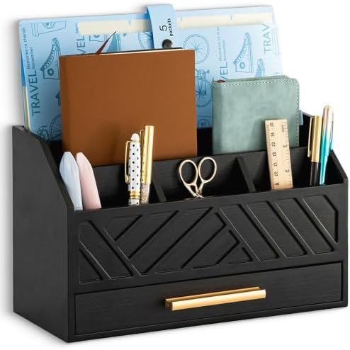 Desk Organizer with Drawer, Countertop Bill Mail Organizer and File Storage by dreampossible