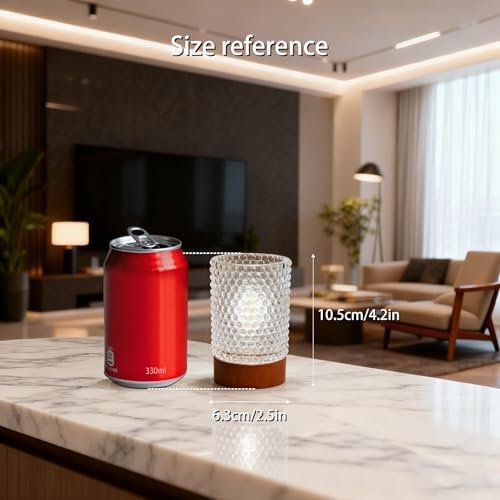Battery Operated Night Light with Timer, Aesthetic Cordless Battery Powered Decorative Glass Lamp,Small Cozy Nightlight for Dorm,Mini Lamps for Nightstand,Bathroom,Bedroom,Warm (Dot pattern) - Image 2