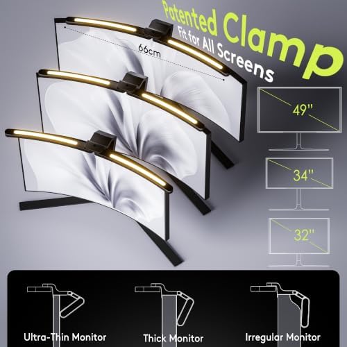 Quntis Curved Monitor Light Bar 15 RGB Backlight for 34"+ Screens, Computer Bar Lights Foldable Dual Light with Color Temperature Brightness Stepless Dimming, No Glare Desk Lamp for Home Office Gaming - Image 4