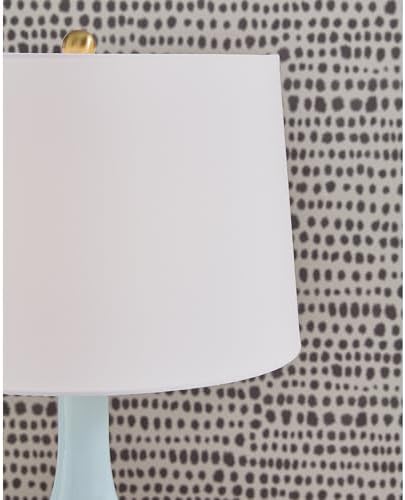 Signature Design by Ashley Rylanton Table Lamp, Tall 28.5 Inch Coastal Accent Light, Glass and Fabric Construction, Ideal for Living Room and Bedroom, Aqua Finish - Image 5