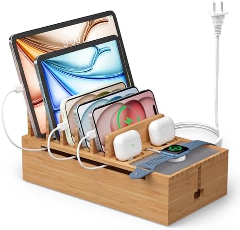 Pezin & Hulin Cell Phone Charging Station for Multi Devices-Natural Bamboo by PezinHulin