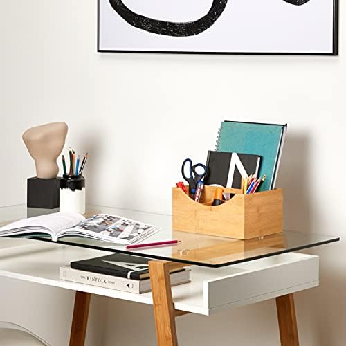 Relaxdays Bamboo Desk Organizer, Stationery Pen Holder, Office File Sorter Cabinet, HxWxD: 9 x 13 x 16 cm, Natural, 12 x 25 x 18 cm - Image 2