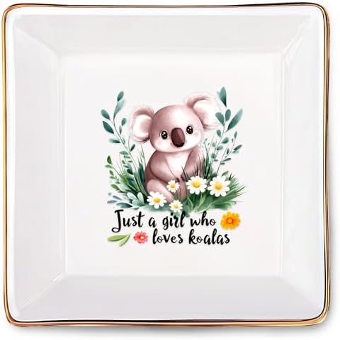 Koala Jewelry Ring Holder Dish Tray, Gifts For Women Teens Girls, Koala Lovers Themed Stuff Things Decor Merch, Themed Home Room Ring Earrings Necklace Organizer Holder! by BJDAMAIGIFTSFORGIRLSKIDS